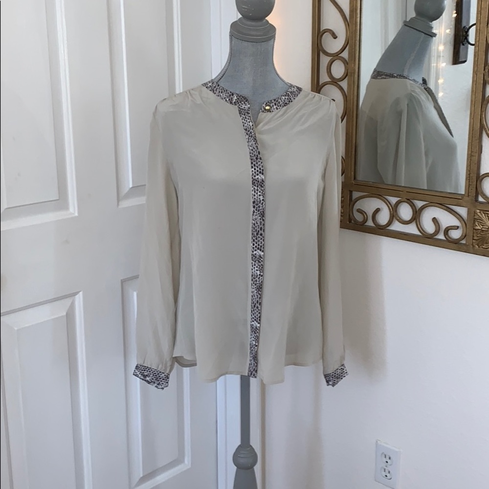 Beige long sleeve blouse